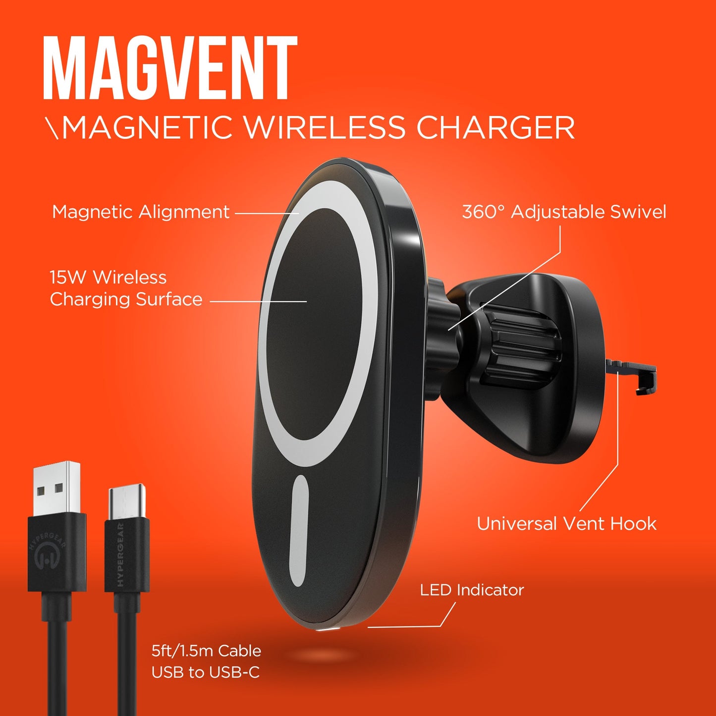 HyperGear MagVent Wireless Car Charging Mount for iPhone 13