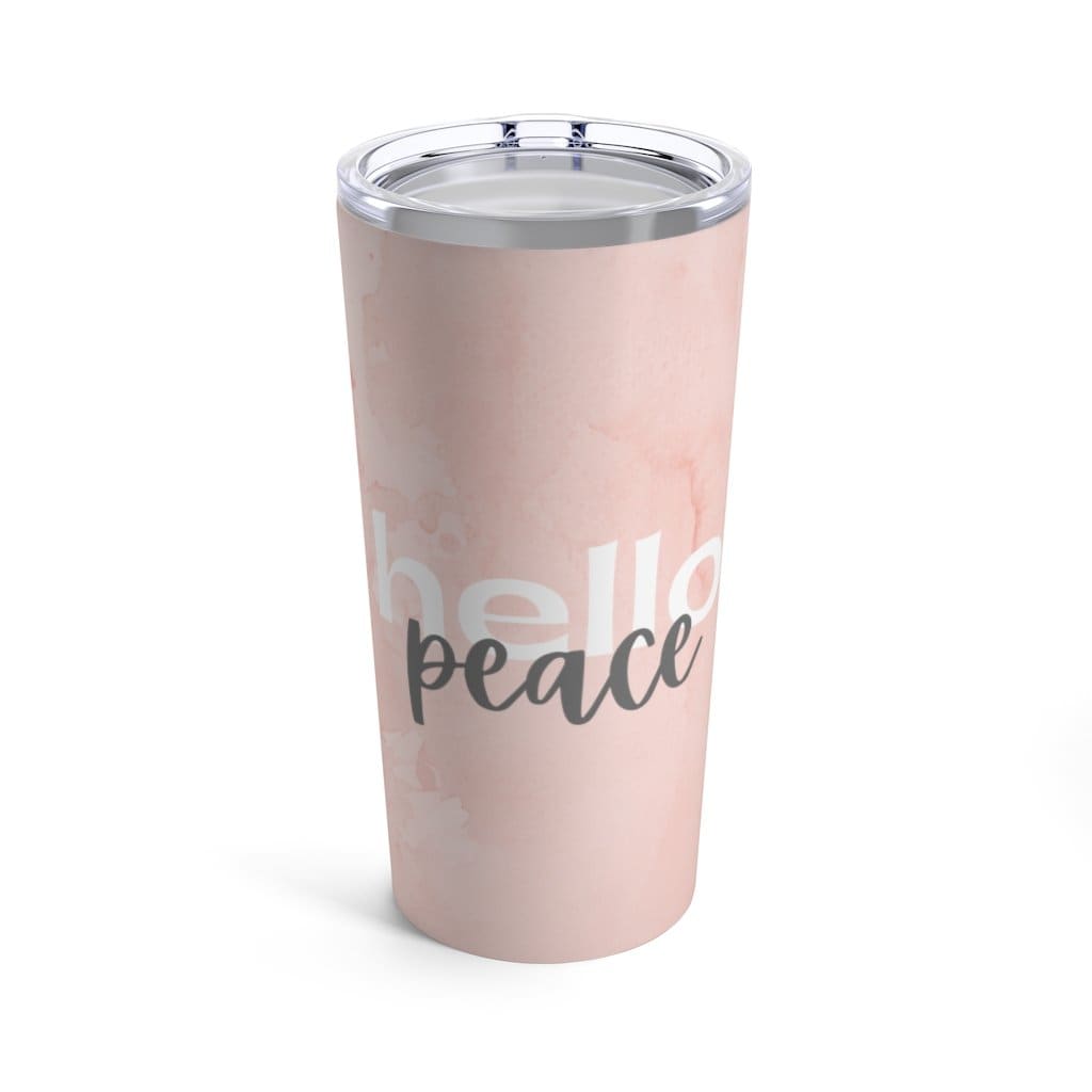 Insulated Tumbler - 20oz - Peach Marble Hello Peace - Travel Mug