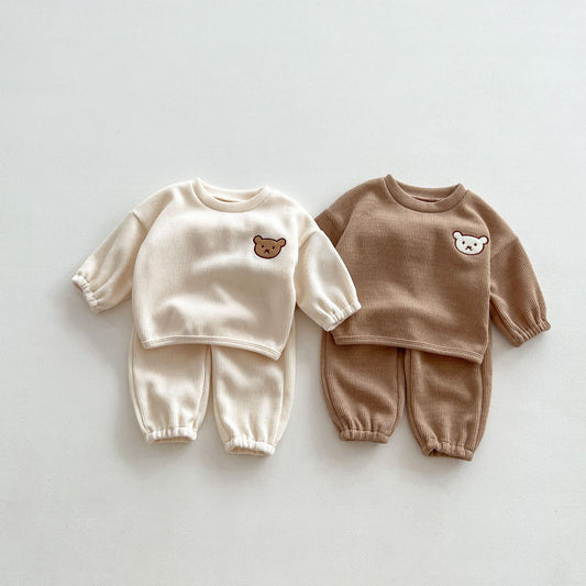 Infant Baby Unisex Bear Head Long-sleeved Combo Pants In Sets